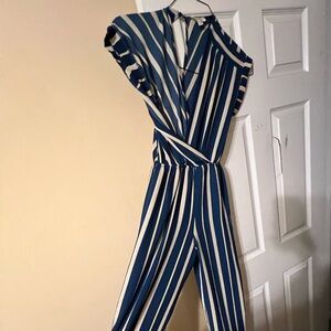 Striped Blue and White Jumpsuit